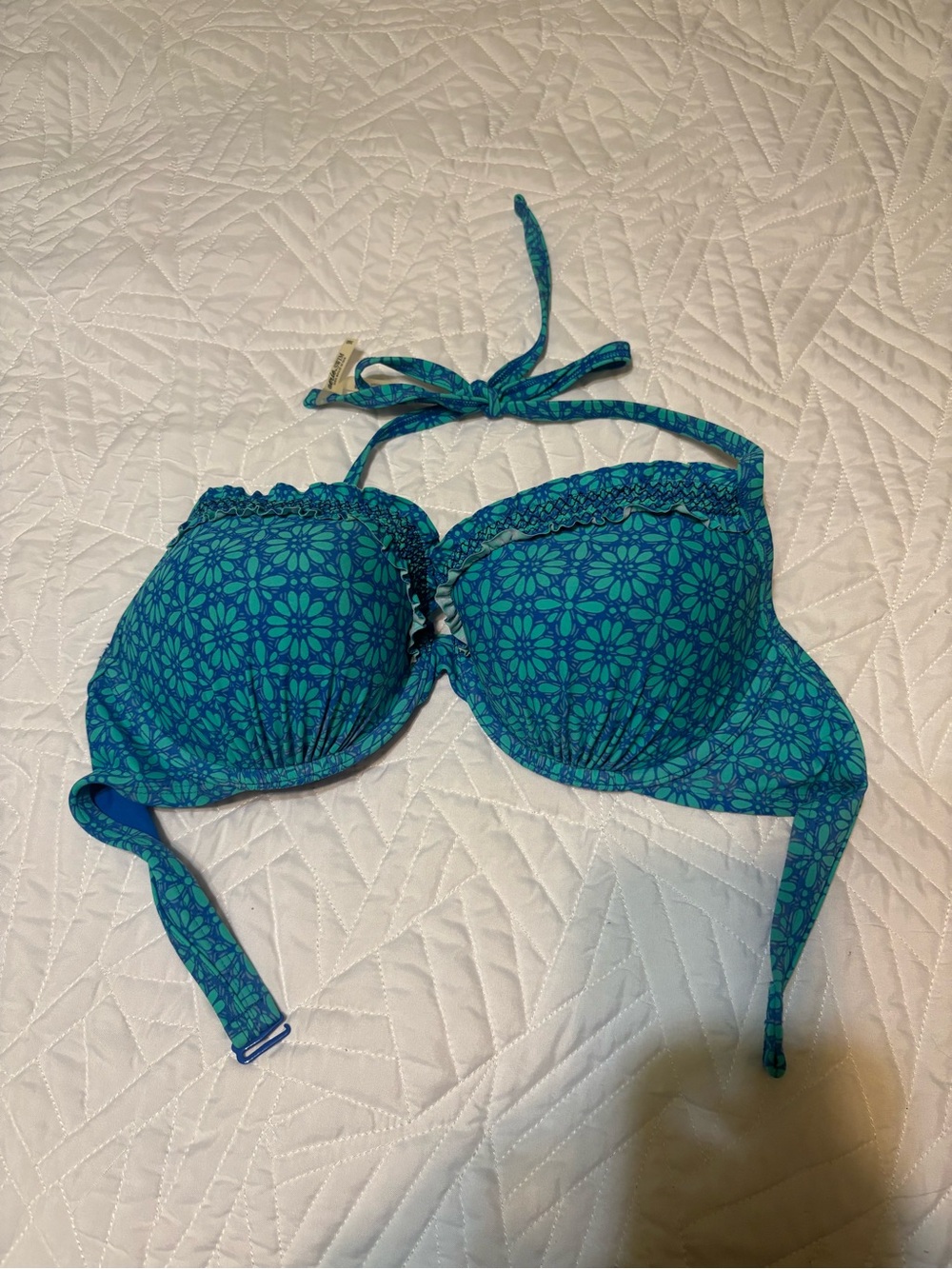 aerie Blue & Green Floral-Print Bikini Top